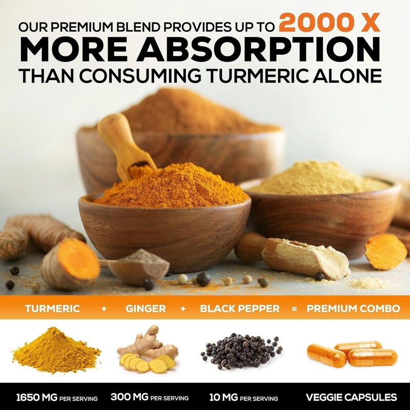 Turmeric Curcumin w/ Ginger & BioPerine Black Pepper - 1,950mg 95% Standardized gallery