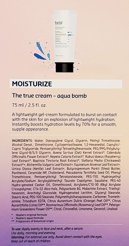 Belif Aqua Bomb Moisturizer, True Cream 75ml/2.5oz + Jelly Cleanser 100ml/3.3oz gallery