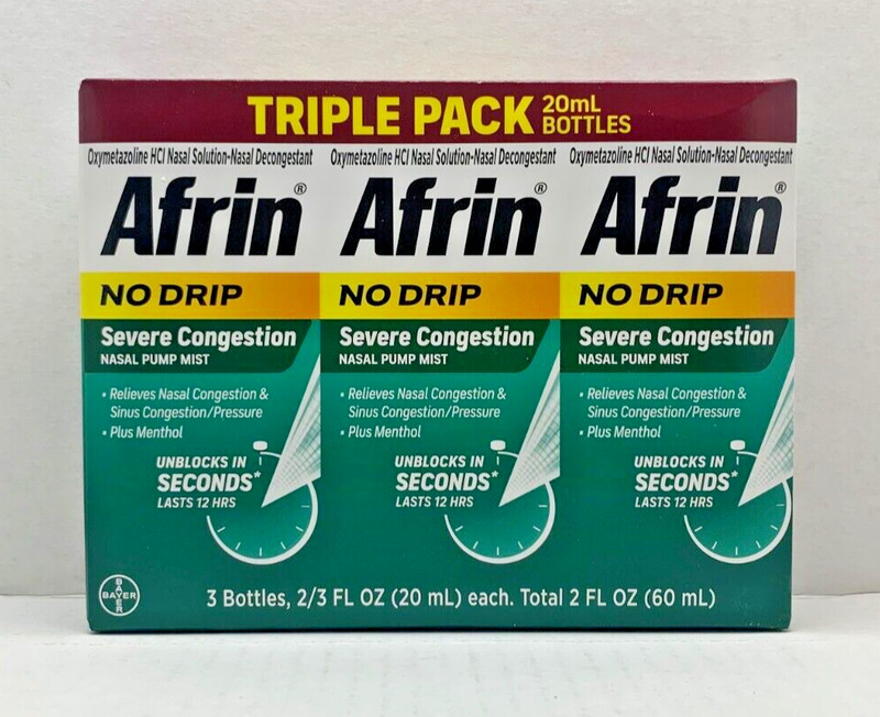 Afrin No Drip Severe Congestion 12 Hour Nasal Pump Mist, 60 mL