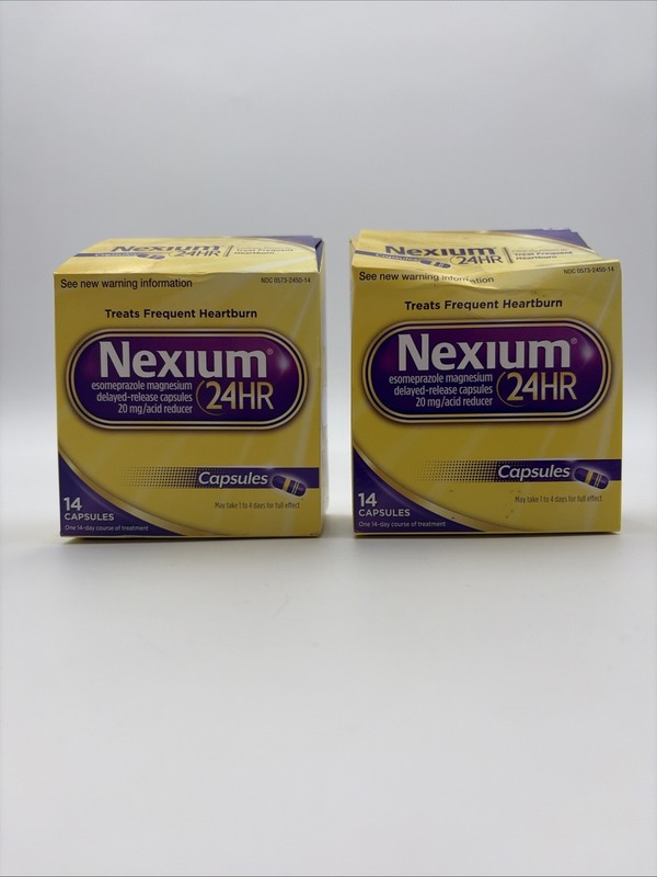 Nexium 24HR Acid Reducer For Heartburn Relief 14 Capsules Exp 8/28 New Sealed