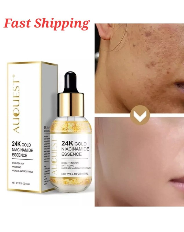24K Gold Niacinamide Essence Anti-Aging Serum Vitamin C Hyaluronic Acid Collagen