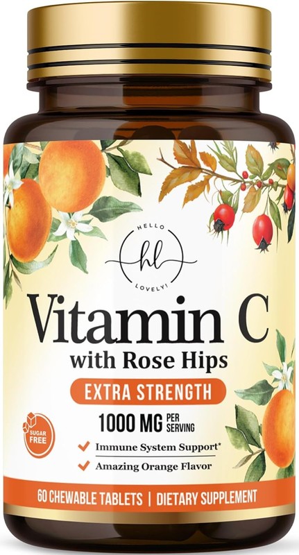 Vitamin C Supplement 1000mg – Extra Strength with Rose Hips Bioflavonoids – Suga
