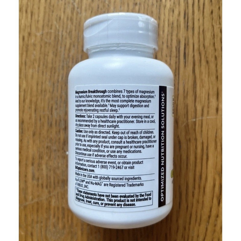 1 bottle Bioptimizers Magnesium Breakthrough all 7 essential forms - 60 capsules gallery