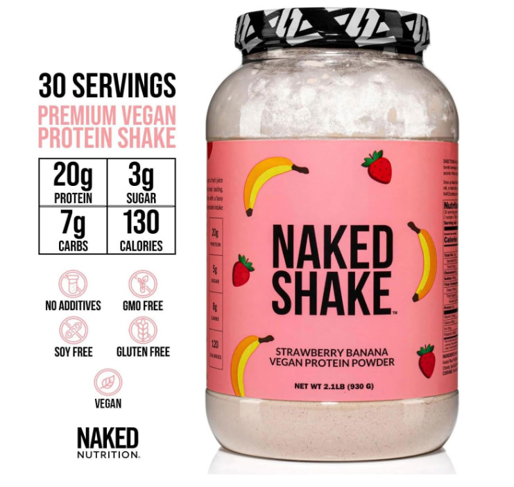 NAKED Shake Vegan Protein Powder, Strawberry Banana, 30 Servings gallery