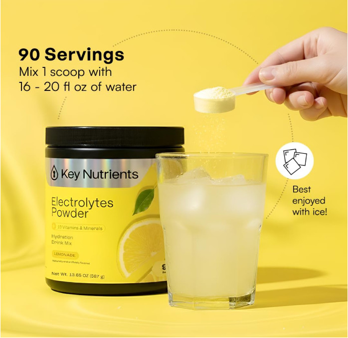 Key Nutrients Multivitamin Electrolyte Powder, Lemonade, 90 Servings gallery