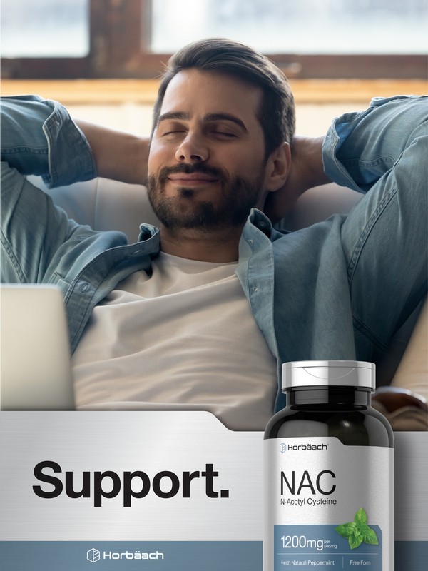 NAC N Acetyl Cysteine 1200mg | 250 Caplets | Non-GMO, Gluten Free | by Horbaach gallery