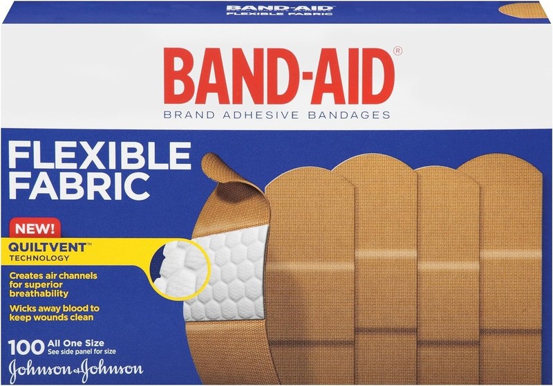 Band-Aid Brand Flexible Fabric Adhesive Bandages for 100 Count Sealed Case of 12