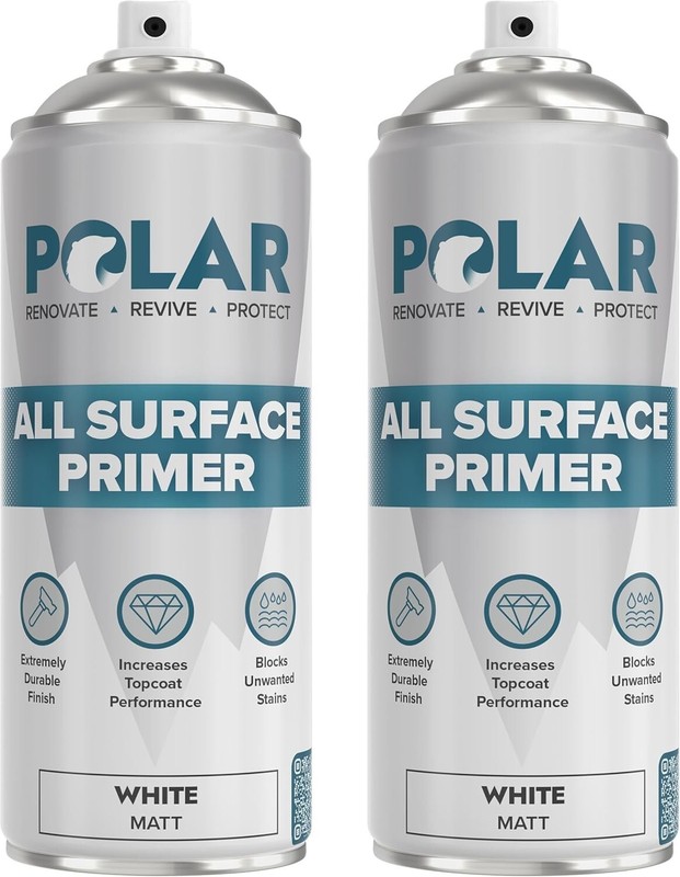 Multi-Surface Polar Primer Spray - 2 Pack 13.5 Fl Oz for Wood, Metal, Plastic gallery