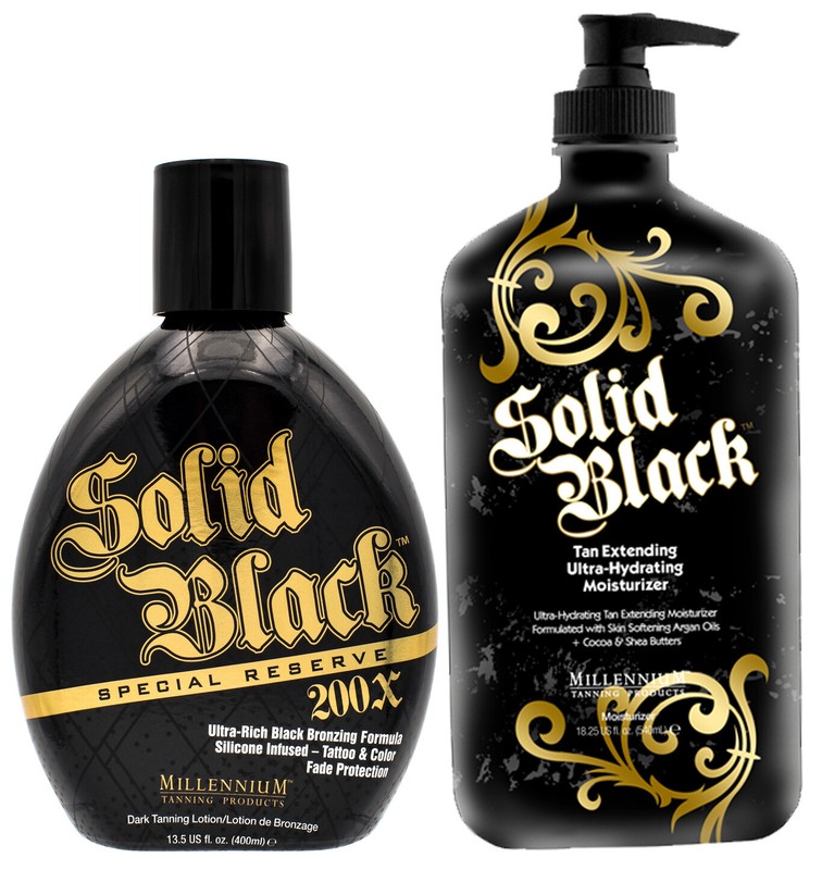 Millennium SOLID BLACK DUO SPECIAL RESERVE 200X Bronzer & TAN EXTENDER Lotion