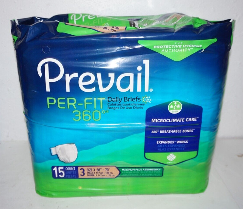 15 Count Prevail Per-Fit Daily Underwear Unisex Adult 3X 58″-70″ Side Tabs