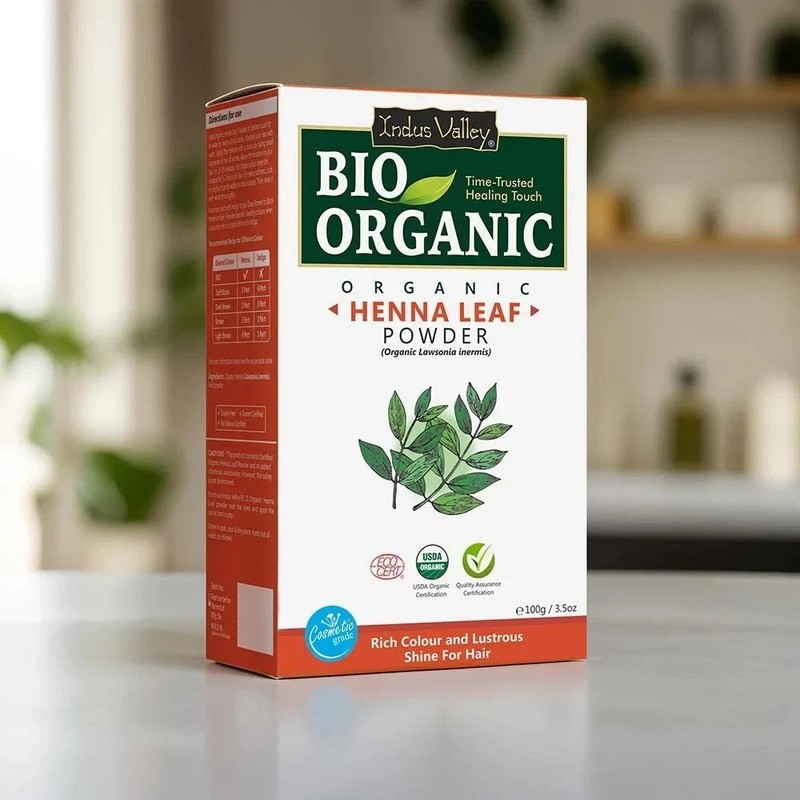 Indus Valley Bio Organic Henna Powder 100 gm – Covers Gray Hair Naturally