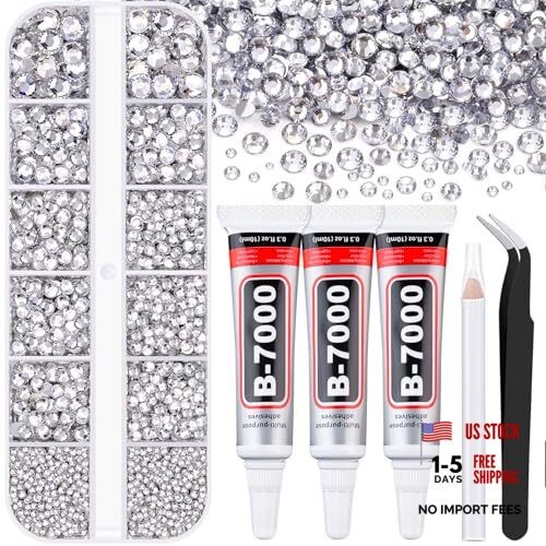Resin Rhinestones for Crafting with B7000 1 Small Pack + Glue Silver Clear