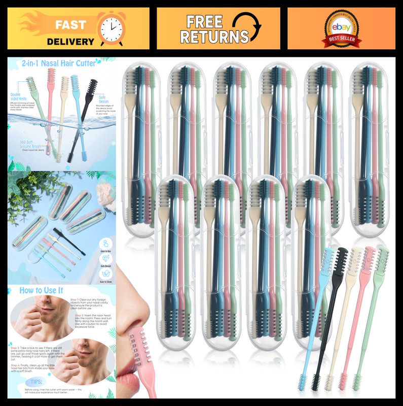 50 Pcs 2-in-1 Portable Nose Hair Trimmer & Cutter, Double-Sided, 360° Rotating,