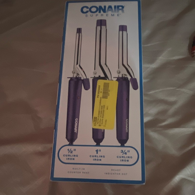 Conair Supreme 3pc Ceramic Curling Iron Set 1/2 3/4 1 in, 400°F Purple RA4203