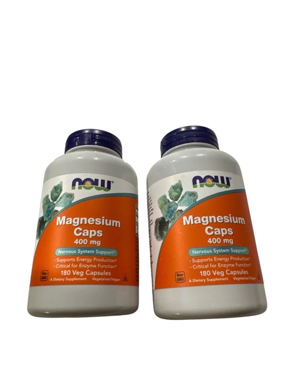 NOW Foods, Magnesium Caps, 400 Mg, 180 Veg Capsules (2 Pack) 09/2029