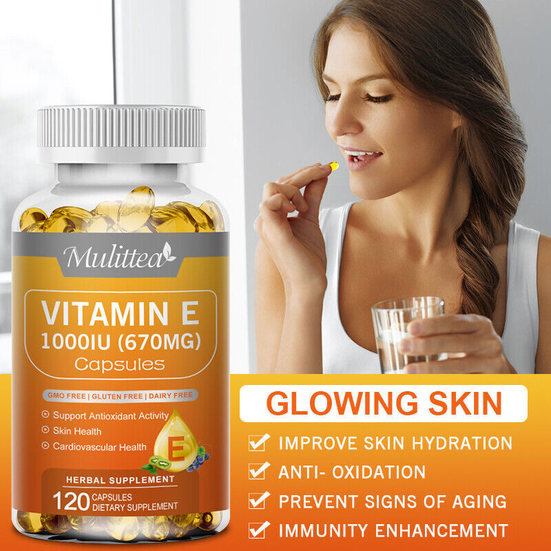 Vitamin E Oil 120 Softgels | Vit E Capsules for Hair Skin Nail Face Health Vegan gallery