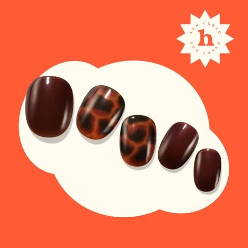 Semi Cured Gel Nail Strips | No LED Lamp Needed | Fall, Marble, Brown | Easy gallery