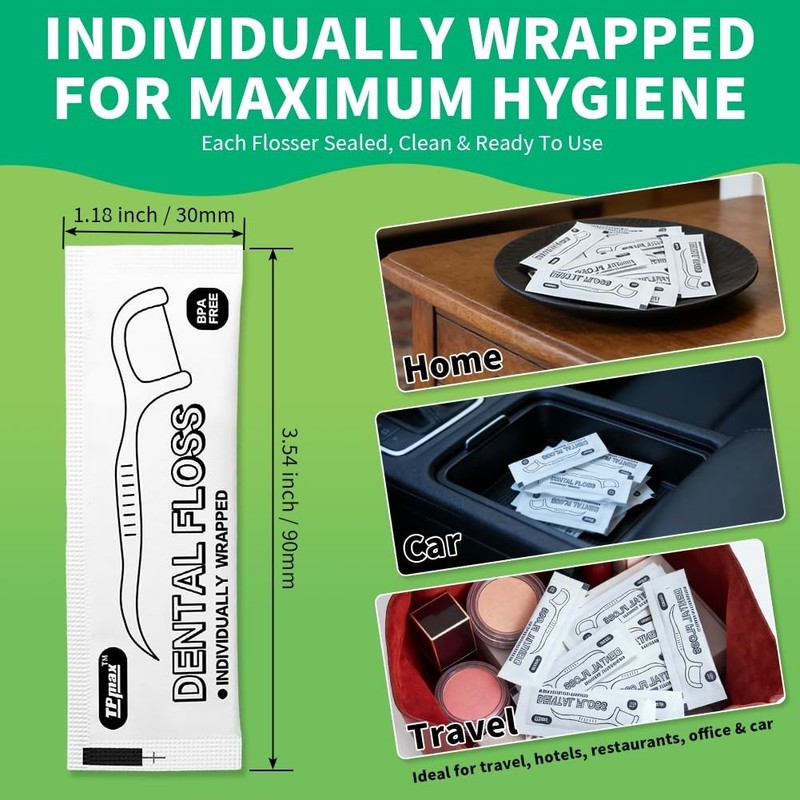 1500 Count Dental Flossers - Individually Wrapped Floss Picks for Travel, Office gallery