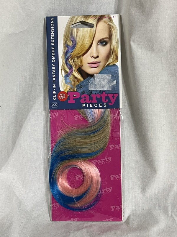 Ombre blue-blonde-pink Hair 16” Long X 3”Wide Extension-1 Pc-New-Clip in