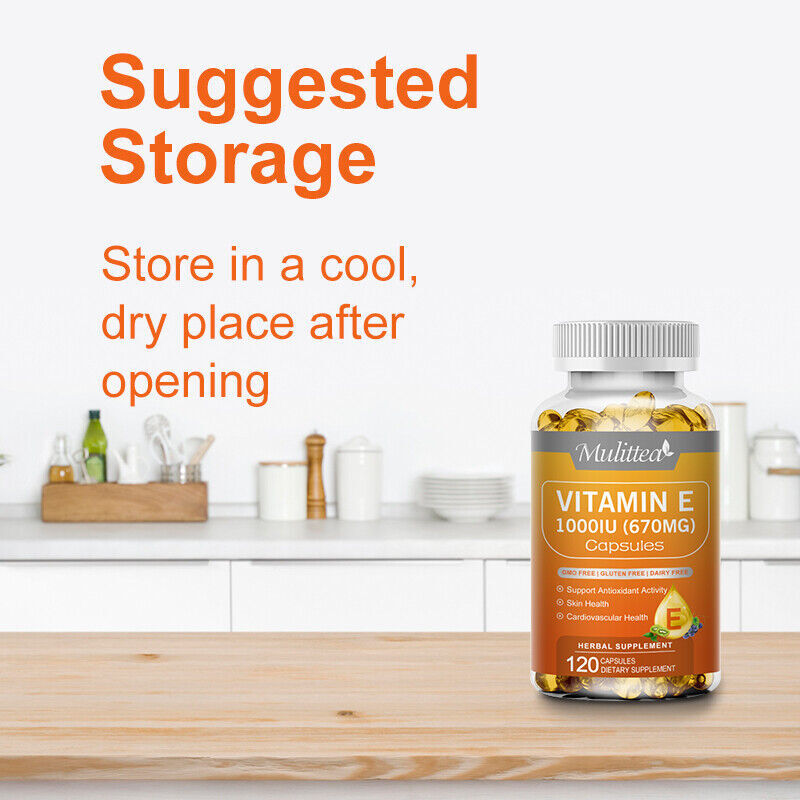 Vitamin E Oil 120 Softgels | Vit E Capsules for Hair Skin Nail Face Health Vegan gallery