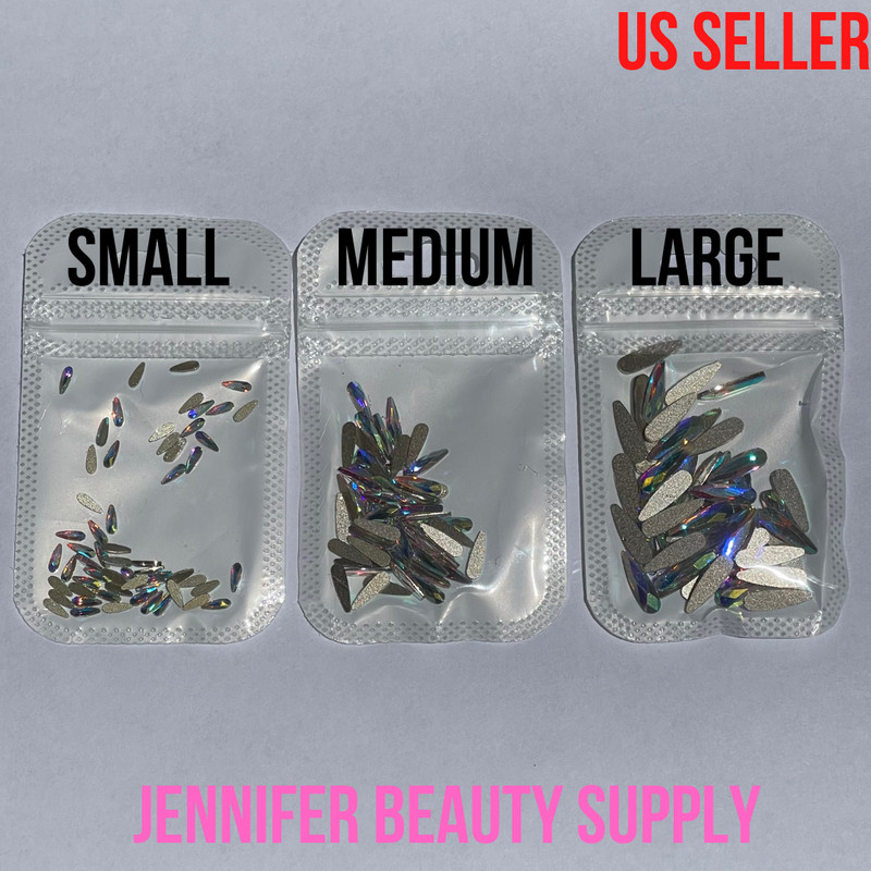 50PCS NAIL ART RHINESTONES GLITTER DIAMOND CRYSTAL GEM 3D TIPS DIY DECORATION gallery