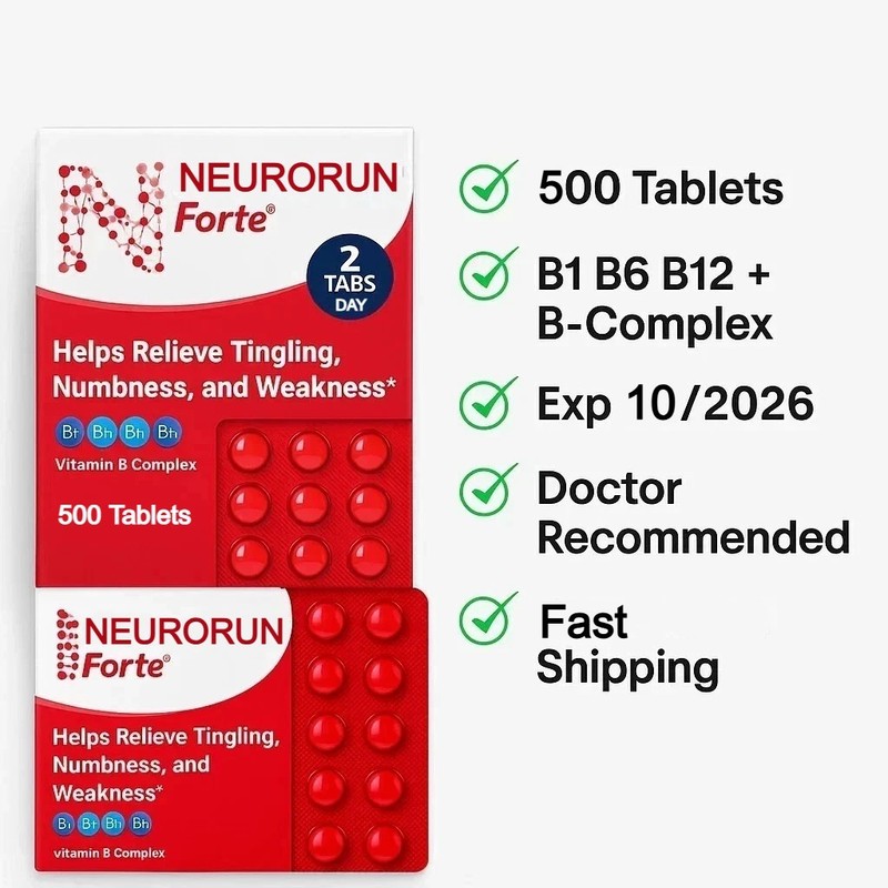 Vitamin B Complex B1, B2, B3, B6, B12 Nerve Relief, Numbness & Tingling 250 tabs gallery