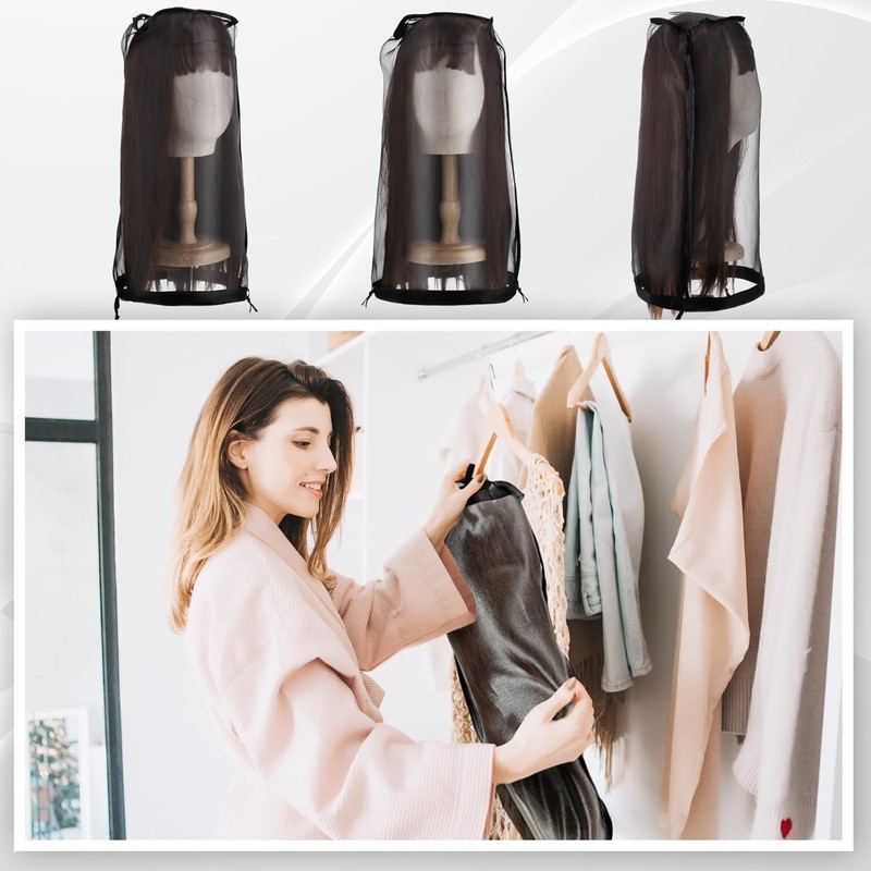 6 Pcs Wig Storage Bags Breathable Mesh Travel Organizer with Drawstring gallery