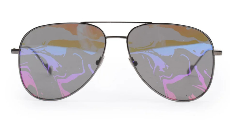 SAINT LAURENT SL 193T TITANIUM AVIATOR SUNGLASSES BLACK AUTHENTIC DEMI LENSES