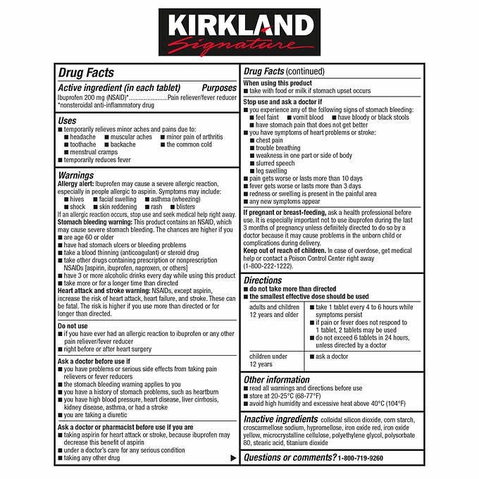 Generic Advil 1000 TABLETS QUALITY Kirkland Signature Brand Ibuprofen EXP 01/25+ gallery