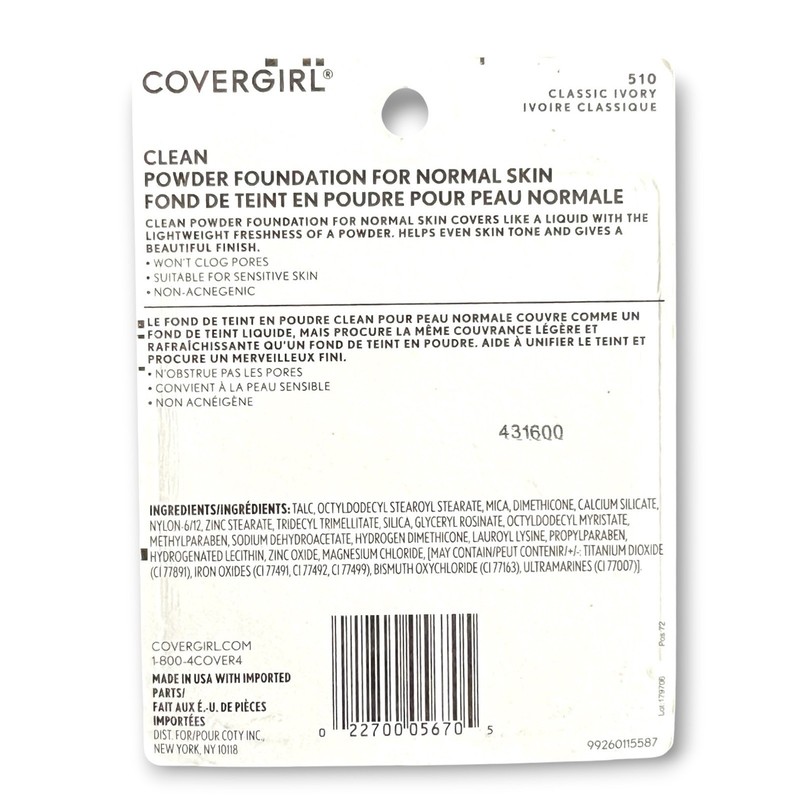 Covergirl Clean Powder Foundation Classic Ivory 510 Normal Skin Discontinued gallery