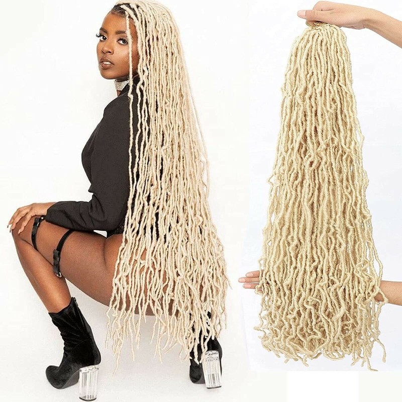 4 pack 36 in soft Locs Crochet Braids Hair pre looped color 613 blond. I6