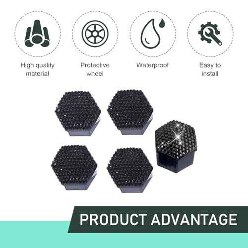 20 PCS Bling Crystal Wheel Lug Nut Cover, 17mm Hexagonal Nut Covers with Black gallery