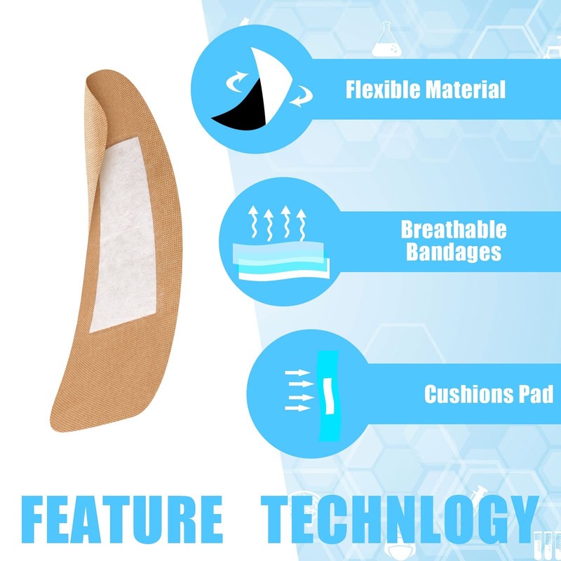 Sinmoe 100 Pcs Large Big Flexible Adhesive Bandages Wound Care Latex Fabric Pe gallery