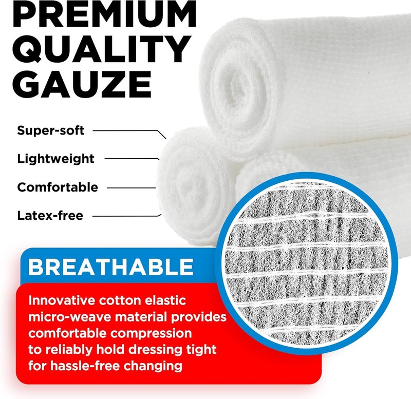 36 Gauze Rolls 3" x 4.1yd Latex Free Bandages w/ Bonus Tape gallery