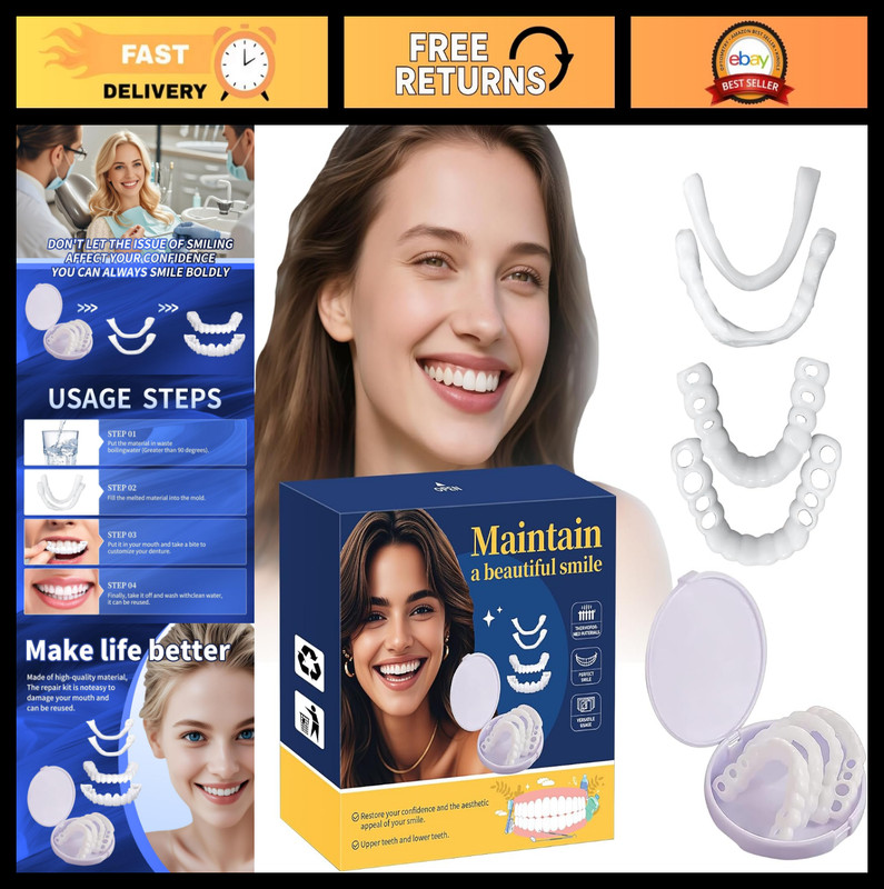 Temporary Dental Veneers Kit for Men & Women, Comfortable Tooth Replacement, Unf