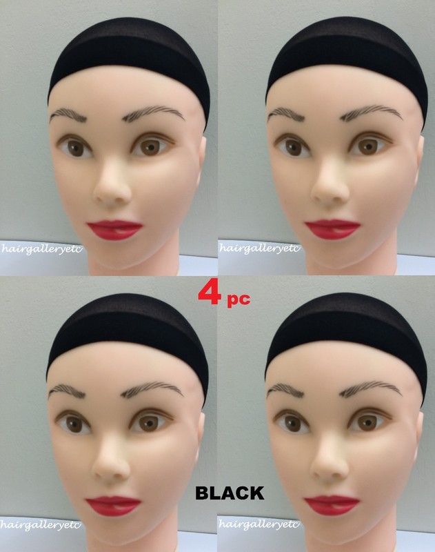 4 pcs Wig Cap Wig Liner Wig Stocking Cap Black Neutral/Beige Nylon Stretch USA