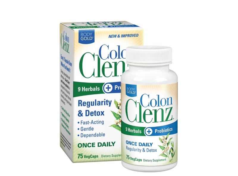 Body Gold Colon Clenz Regularity & Detox Formula | Once 75 Count Pack of 1