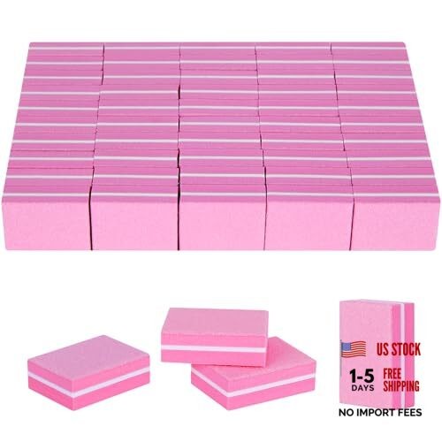 50PCS Mini Nail Buffer Block,Nail File,100/180 Grit Double Sided Sponge