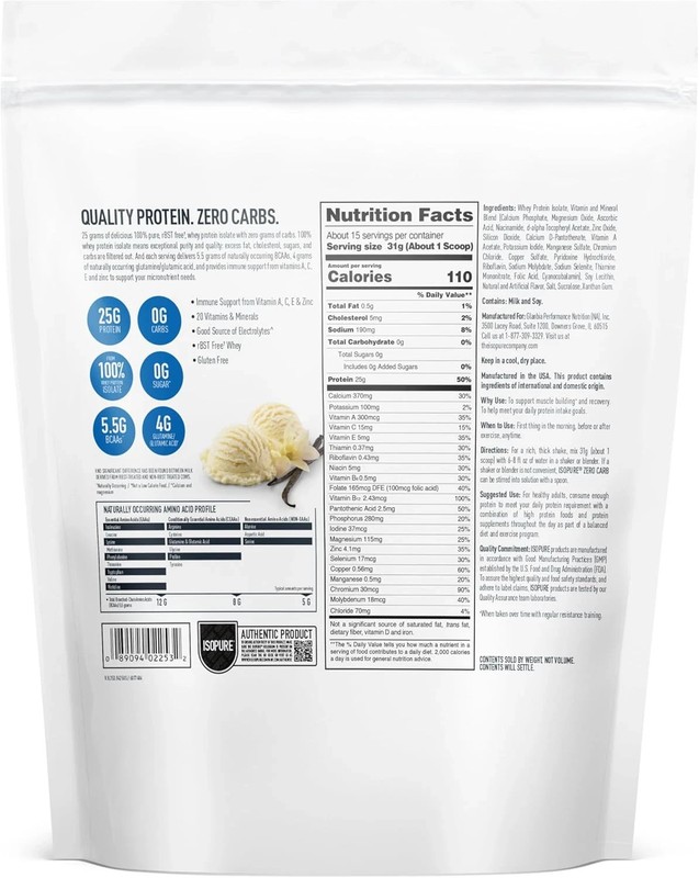 Zero Carb 100% Pure Whey Isolate Protein Powder, Lactose Free, Gluten Free, with gallery