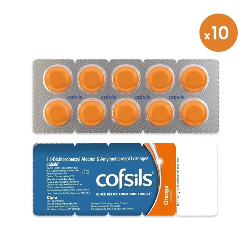 100 Counts Orange Flavour Lozenges Cough & Throat Instant Relief from Dry Cough