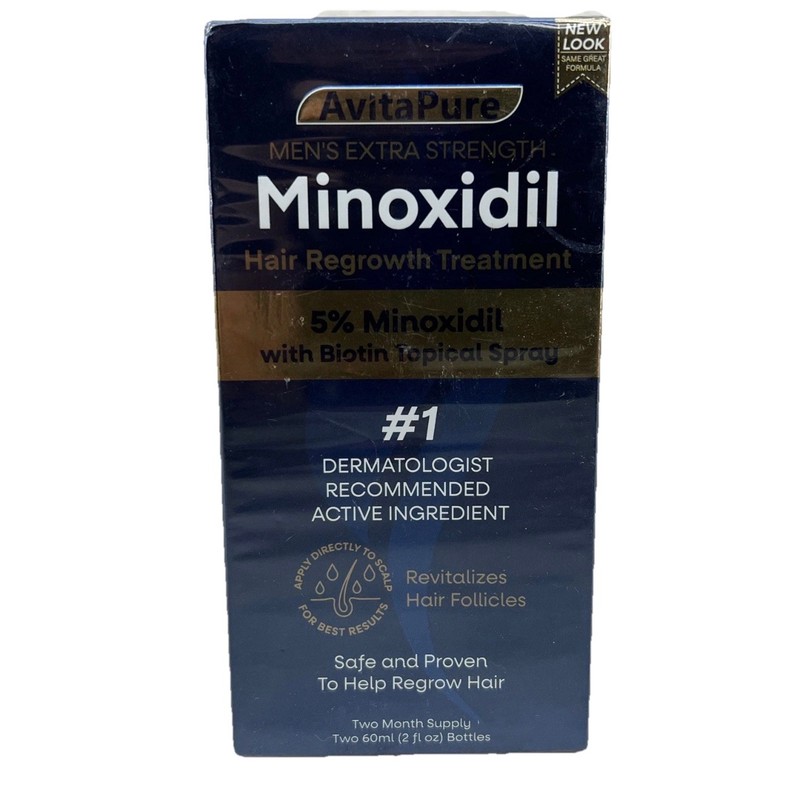 AvitaPure 2-pack 5% Minoxidil Biotin Topical Spray Hair Growth 60ml/2 fl oz