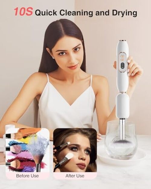 2-in-1 Nail Drill Electric Nail File with Makeup Brush Cleaner Machine White gallery