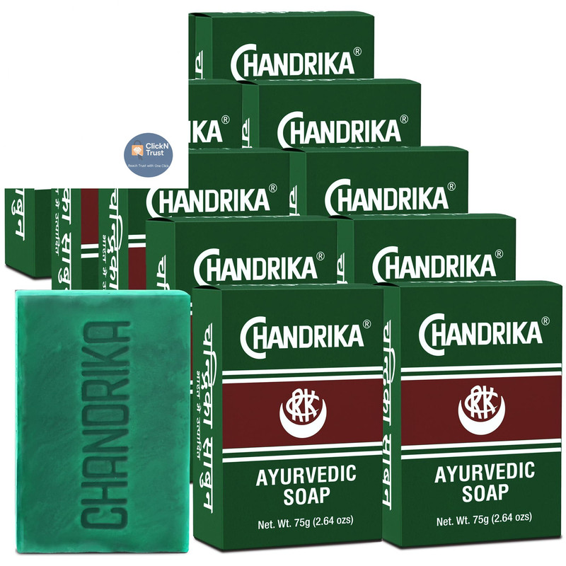 Chandrika Bath and Body Ayurvedic Bar 1 Count (Pack of 10), forest green