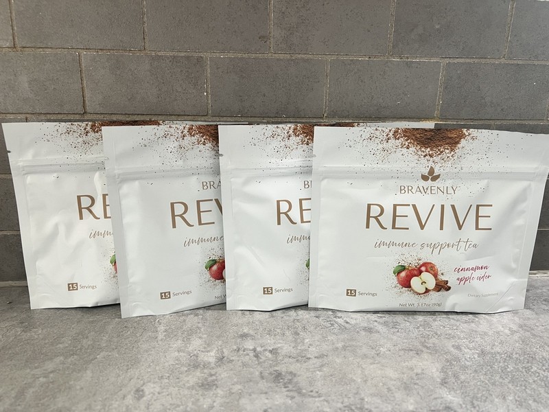 Bravenly Revive Immune Support Tea Cinnamon Apple Cider 15 Servings powder New