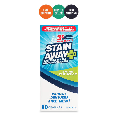 Stain Away Plus Professional Strength Denture Cleanser, 8.10 oz, Enough for 80 C