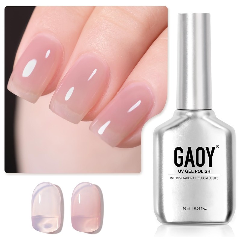 Jelly Nude Gel Nail Polish, 16ml Sheer Rose Pink Translucent Soak Off Gel Pol... gallery