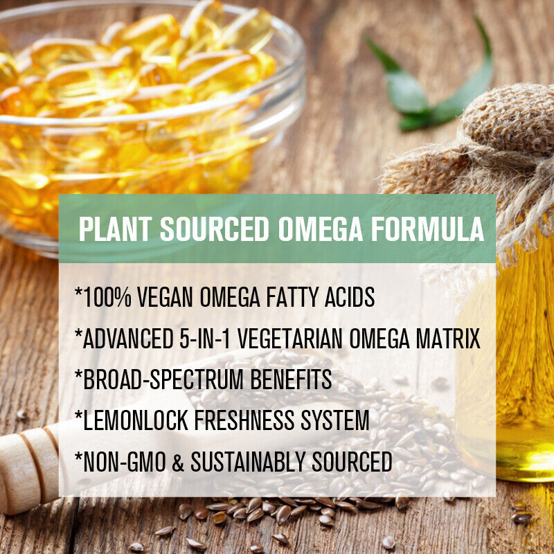 Omega 3 6 9 Vegan Capsules 1360mg High Strength Fatty Acids Immune Support USA gallery