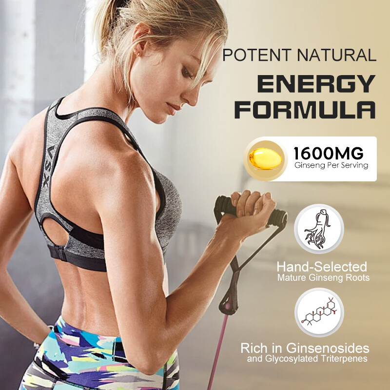 Korean Panax Ginseng 1600mg 120 Capsules - Extra Strength NON-GMO & Gluten-Free gallery
