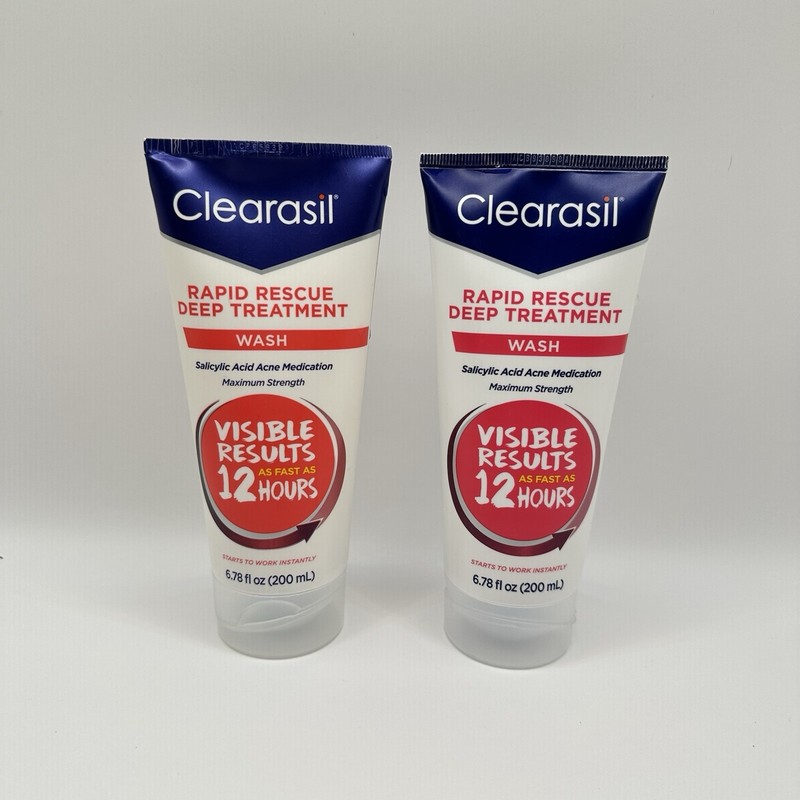 2 Pack Clearasil Rapid Rescue Deep Treatment Wash 6.78 Ounces Each