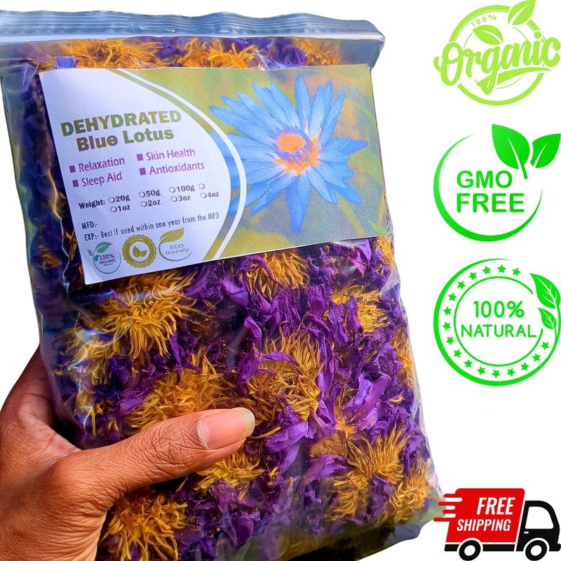 Blue Lotus Flower Organic Ceylon Nymphaea Caerulea All Natural Thai Herbal Drink
